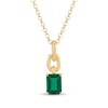 Thumbnail Image 1 of STUDIO BY KAY Emerald-Cut Lab-Created Emerald Chain Link Drop Necklace 24K Yellow Gold Vermeil Sterling Silver 18"