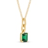 Thumbnail Image 2 of STUDIO BY KAY Emerald-Cut Lab-Created Emerald Chain Link Drop Necklace 24K Yellow Gold Vermeil Sterling Silver 18"