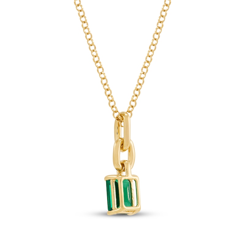 Main Image 3 of STUDIO BY KAY Emerald-Cut Lab-Created Emerald Chain Link Drop Necklace 24K Yellow Gold Vermeil Sterling Silver 18"