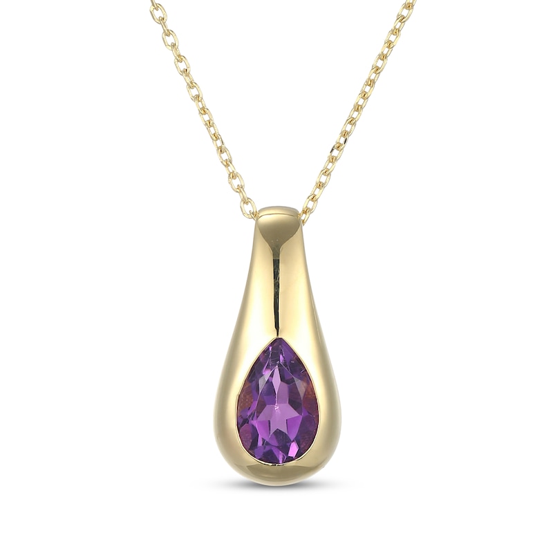 Main Image 1 of STUDIO BY KAY Pear-Shaped Amethyst Bezel-Set Teardrop Necklace 24K Yellow Gold Vermeil Sterling Silver 18"
