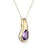 Thumbnail Image 2 of STUDIO BY KAY Pear-Shaped Amethyst Bezel-Set Teardrop Necklace 24K Yellow Gold Vermeil Sterling Silver 18"