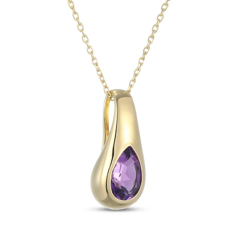 Main Image 2 of STUDIO BY KAY Pear-Shaped Amethyst Bezel-Set Teardrop Necklace 24K Yellow Gold Vermeil Sterling Silver 18"