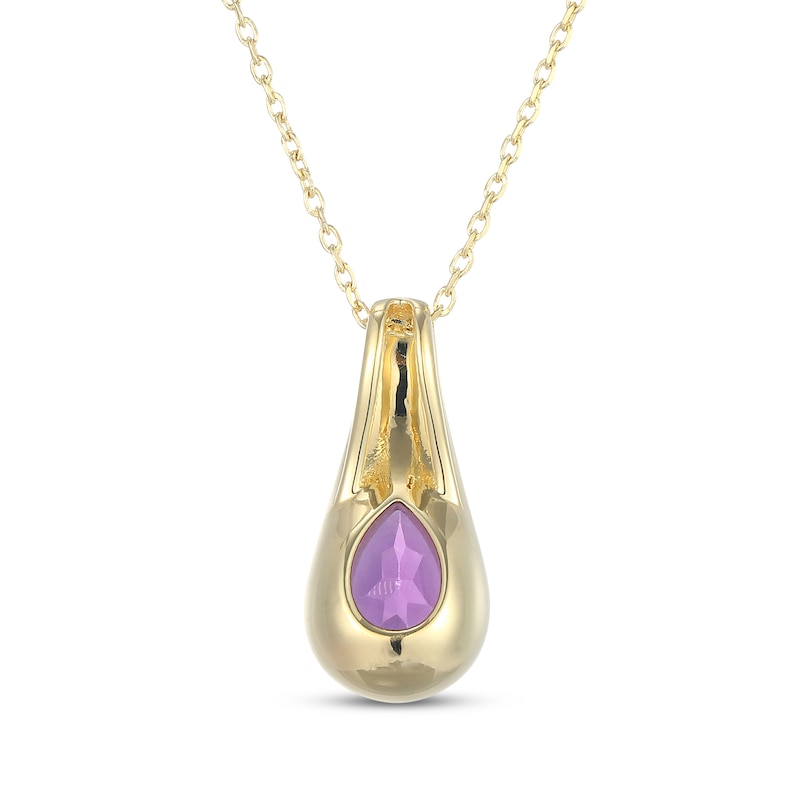 Main Image 3 of STUDIO BY KAY Pear-Shaped Amethyst Bezel-Set Teardrop Necklace 24K Yellow Gold Vermeil Sterling Silver 18"