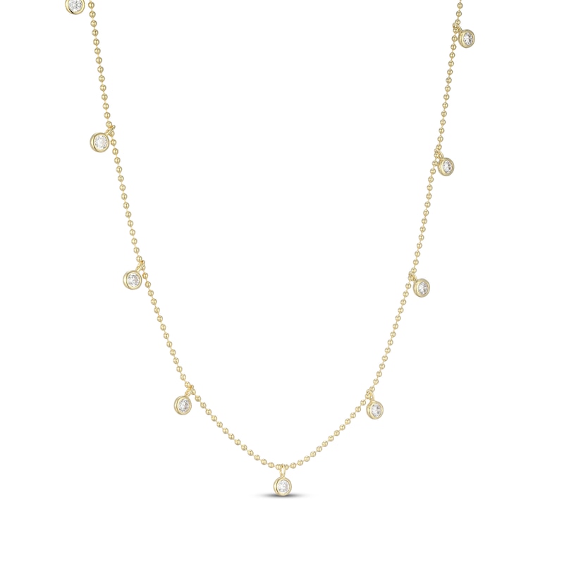 Main Image 2 of STUDIO BY KAY Lab-Grown Diamond Dangle Station Necklace 1/3 ct tw 24K Yellow Gold Vermeil Sterling Silver 18"