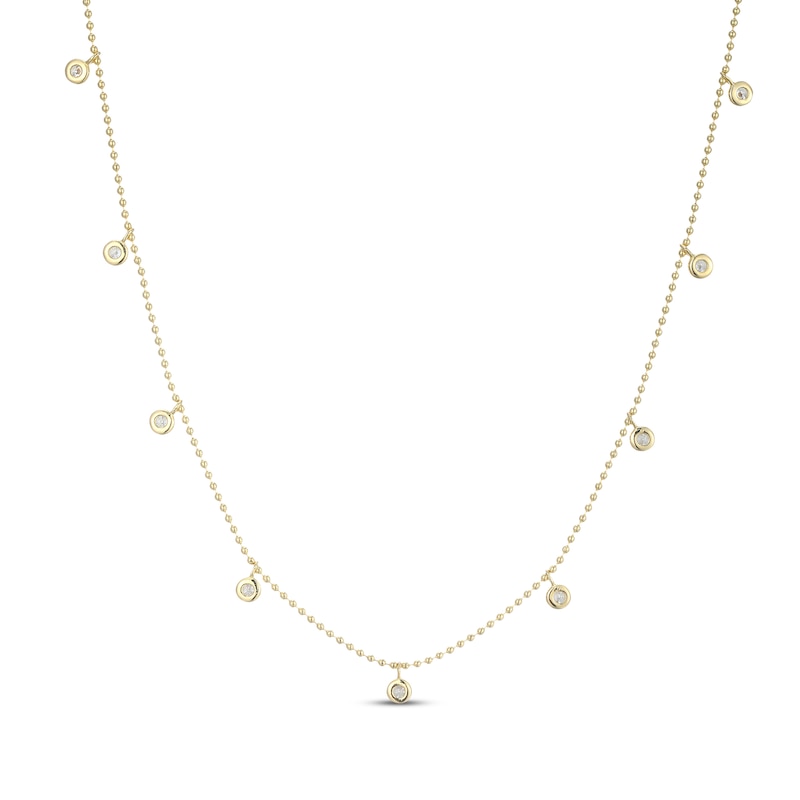 Main Image 3 of STUDIO BY KAY Lab-Grown Diamond Dangle Station Necklace 1/3 ct tw 24K Yellow Gold Vermeil Sterling Silver 18"
