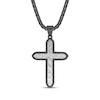 Thumbnail Image 1 of Men's Textured Cross Necklace Stainless Steel & Black Ion Plating 24"