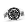 Thumbnail Image 1 of Men's Black Multi-Diamond Halo Ring 1 ct tw Sterling Silver
