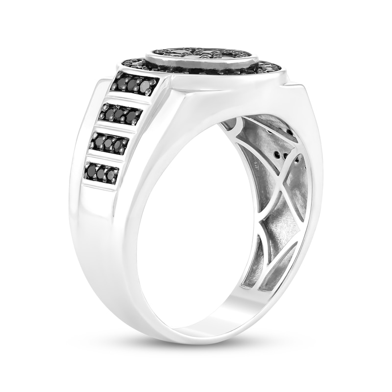 Main Image 2 of Men's Black Multi-Diamond Halo Ring 1 ct tw Sterling Silver