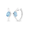 Thumbnail Image 1 of Oval-Cut Natural Swiss Blue Topaz Curved Hoop Earrings Sterling Silver