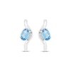 Thumbnail Image 2 of Oval-Cut Natural Swiss Blue Topaz Curved Hoop Earrings Sterling Silver