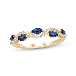 Now + Forever Marquise-Cut Blue Sapphire & Diamond Anniversary Ring 1/4 ct tw 10K Yellow Gold