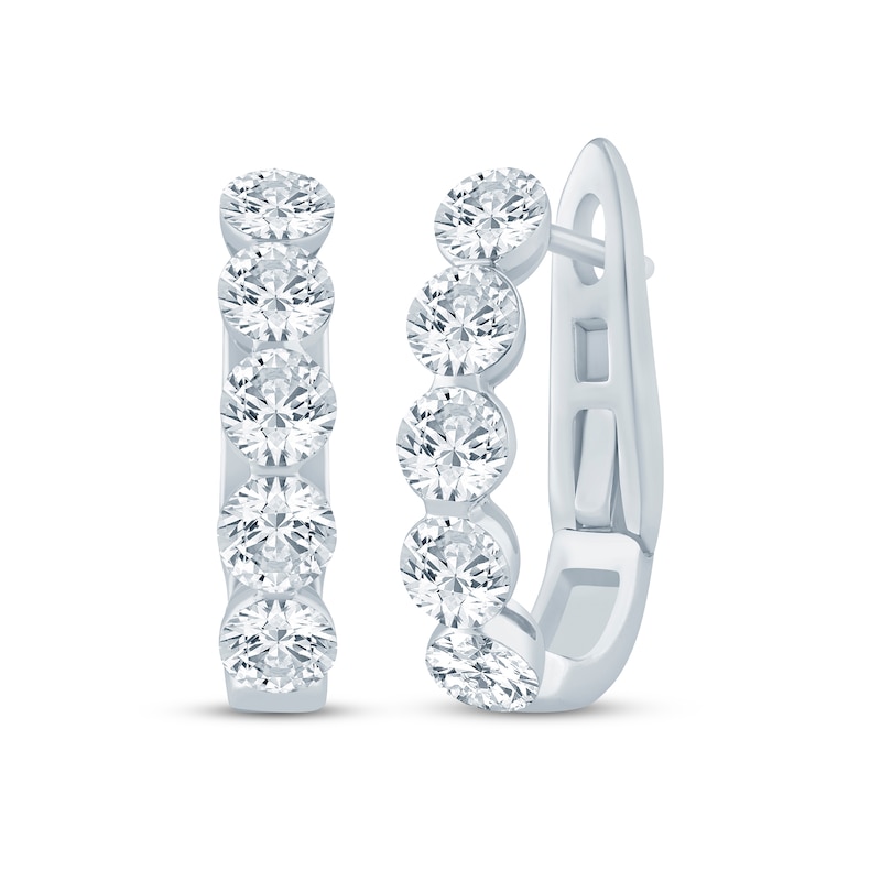 Main Image 1 of KAY Lab-Grown Diamonds Hoop Earrings 2 ct tw 10K White Gold