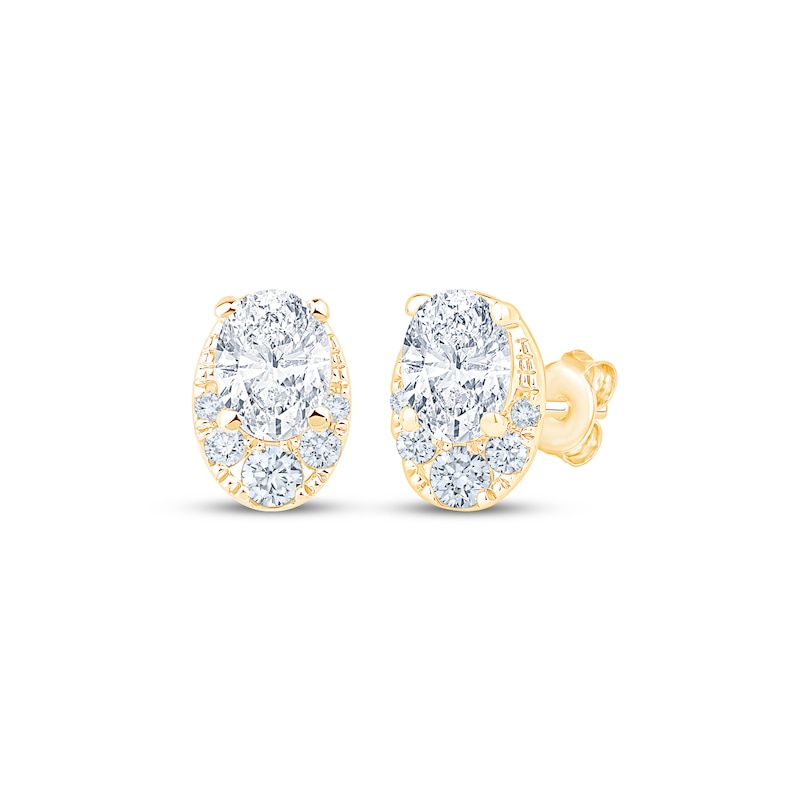 Main Image 1 of KAY Lab-Grown Diamonds Oval & Round-Cut Earrings 1 ct tw 10K Yellow Gold