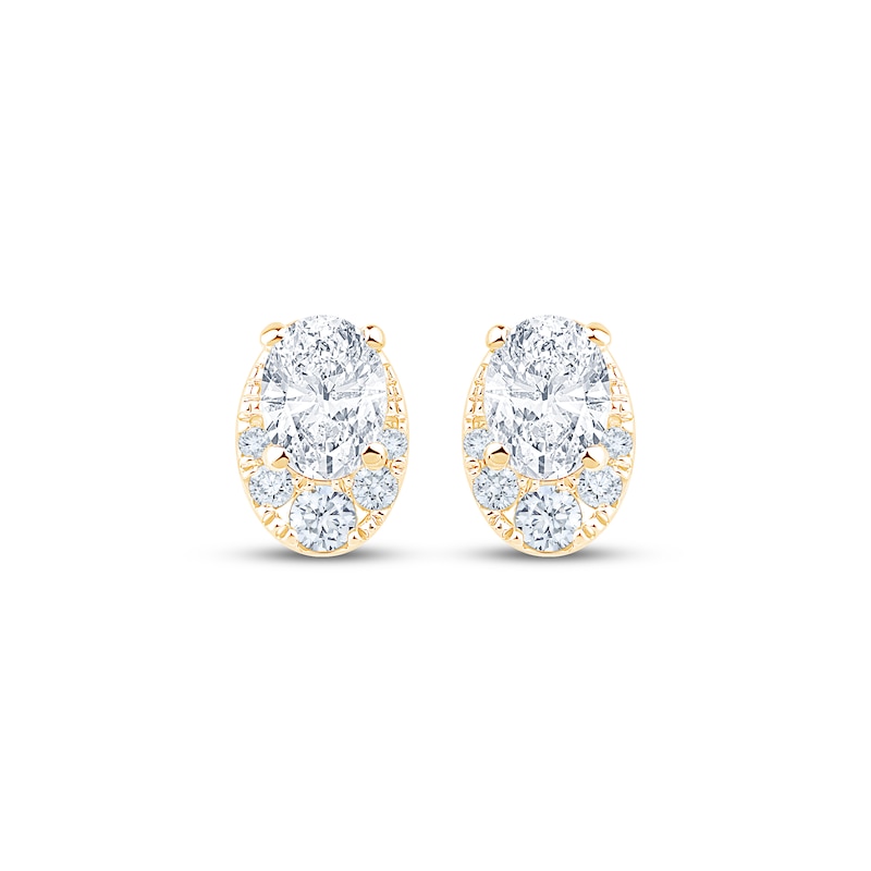 Main Image 2 of KAY Lab-Grown Diamonds Oval & Round-Cut Earrings 1 ct tw 10K Yellow Gold