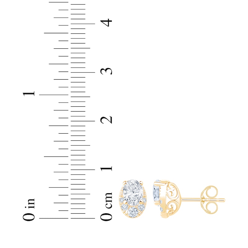 Main Image 4 of KAY Lab-Grown Diamonds Oval & Round-Cut Earrings 1 ct tw 10K Yellow Gold