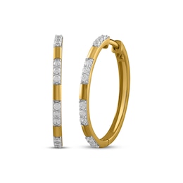 KAY Lab-Grown Diamonds Station Hoop Earrings 1/4 ct tw 14K Yellow Gold-Plated Sterling Silver