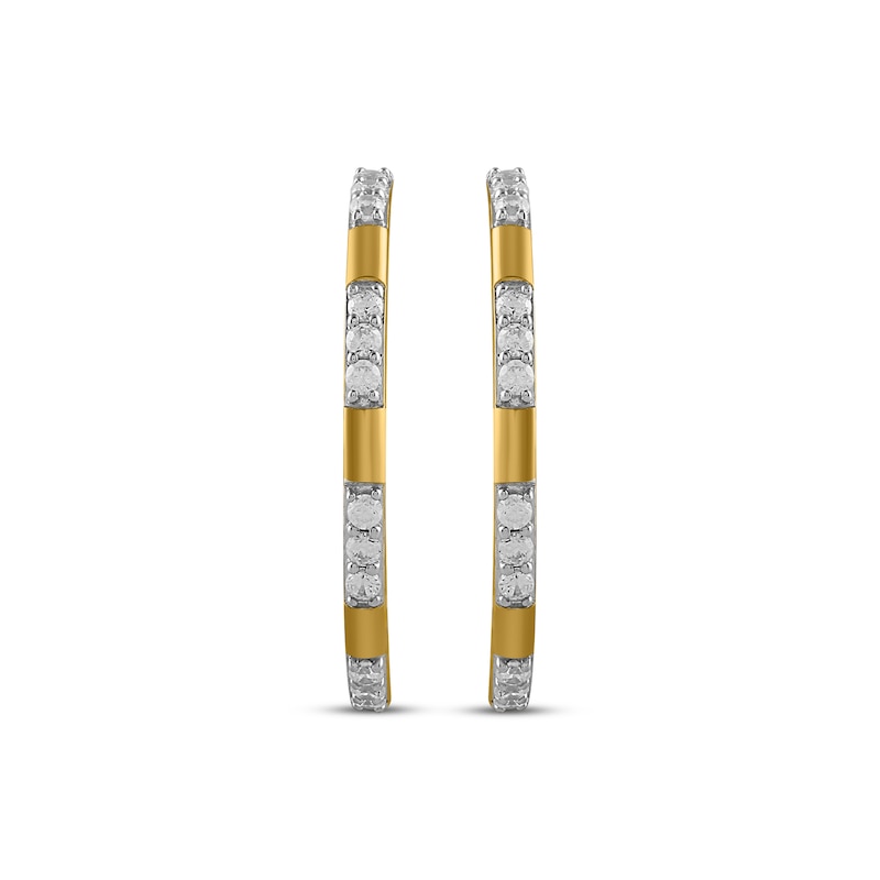 Main Image 2 of KAY Lab-Grown Diamonds Station Hoop Earrings 1/4 ct tw 14K Yellow Gold-Plated Sterling Silver