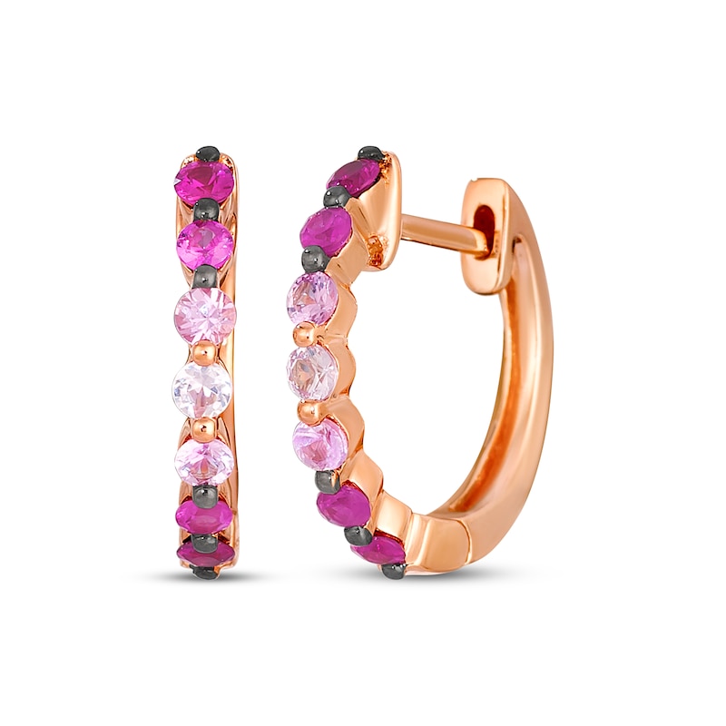 Main Image 1 of Le Vian Strawberry Ombré Sapphire Hoop Earrings 14K Strawberry Gold