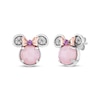 Thumbnail Image 1 of Disney Treasures Minnie Mouse Pink Opal, Pink Lab-Created Sapphire & Diamond Stud Earrings 1/20 ct tw Sterling Silver & 10K Rose Gold
