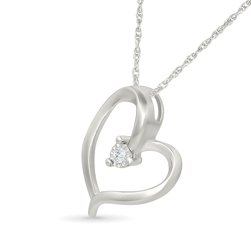 Main Image 2 of KAY Lab-Grown Diamond Accent Slanted Freeform Open Heart Necklace Sterling Silver