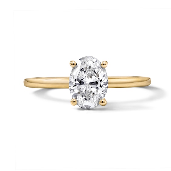 Now + Forever Lab-Grown Diamonds Oval-Cut Solitaire Engagement Ring 1 ct tw 14K Yellow Gold (F/SI2)