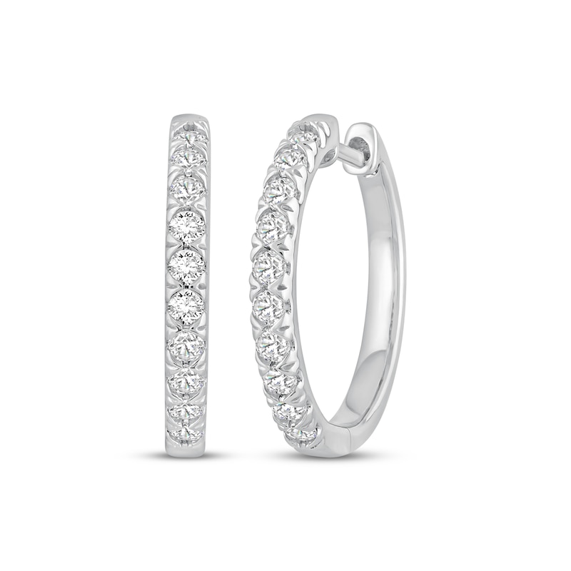 Main Image 1 of KAY Signature Collection Lab-Grown Diamond Hoop Earrings 1/2 ct tw 10K White Gold