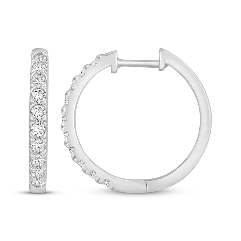 Main Image 3 of KAY Signature Collection Lab-Grown Diamond Hoop Earrings 1/2 ct tw 10K White Gold