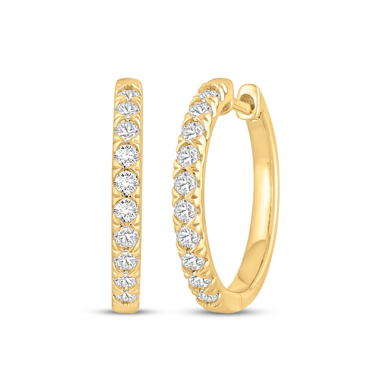 Main Image 1 of KAY Signature Collection Lab-Grown Diamond Hoop Earrings 1/2 ct tw 10K Yellow Gold