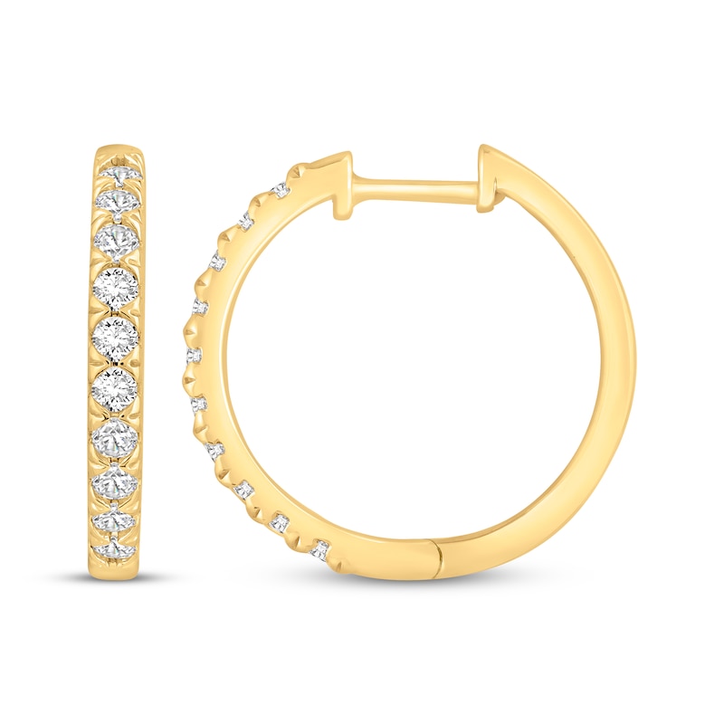 Main Image 3 of KAY Signature Collection Lab-Grown Diamond Hoop Earrings 1/2 ct tw 10K Yellow Gold