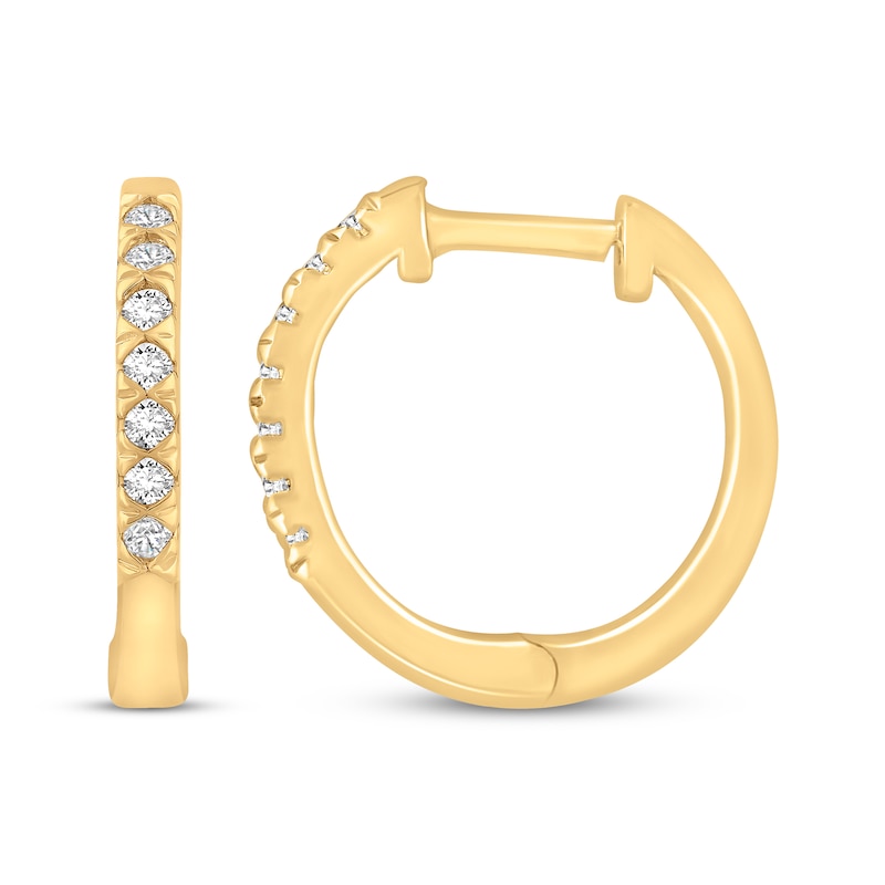 Main Image 3 of KAY Signature Collection Lab-Grown Diamond Hoop Earrings 1/10 ct tw 10K Yellow Gold