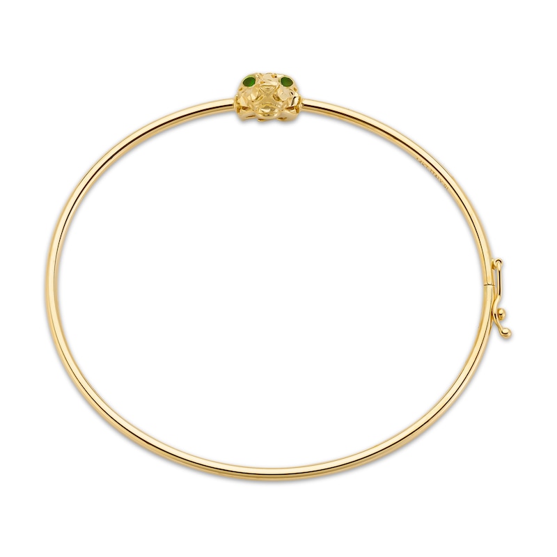 Main Image 3 of Italian Brilliance Diamond-Cut Panther Head Bangle Bracelet 14K Yellow Gold