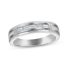 Now + Forever Lab-Grown Diamonds Men's Baguette-Cut Wedding Band 3/8 ct tw 14K White Gold