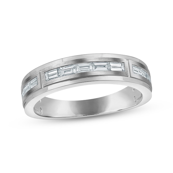 Now + Forever Lab-Grown Diamonds Men's Baguette-Cut Wedding Band 3/8 ct tw 14K White Gold