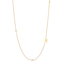 Rocksbox The Sideways Initial Lab-Grown Diamond "R" Necklace 1/10 ct tw 24K Yellow Gold Vermeil Sterling Silver 19"