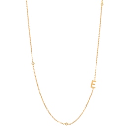 Rocksbox The Sideways Initial Lab-Grown Diamond "E" Necklace 1/10 ct tw 24K Yellow Gold Vermeil Sterling Silver 19"