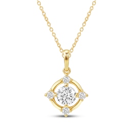 KAY Lab-Grown Diamonds Circle Frame Necklace 1/2 ct tw 10K Yellow Gold 18"