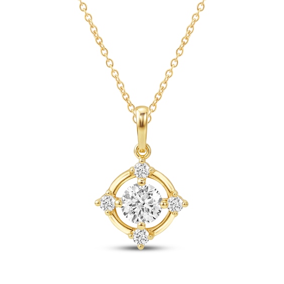 KAY Lab-Grown Diamonds Circle Frame Necklace 1/2 ct tw 10K Yellow Gold 18"