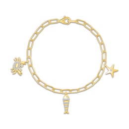 KAY Lab-Grown Diamonds Sea Life Charm Bracelet 1/5 ct tw 18K Yellow Gold-Plated Sterling Silver 7.5"