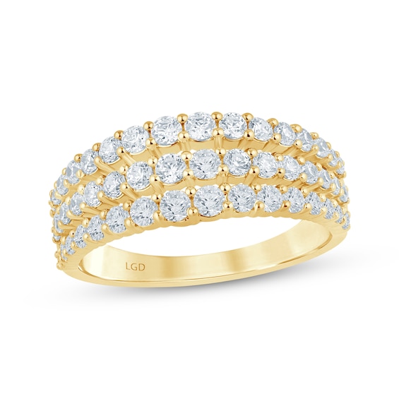 Now + Forever Lab-Grown Diamonds Three-Row Anniversary Ring 1 ct tw 14K Yellow Gold