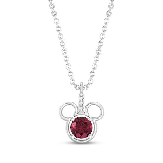 Disney Treasures Mickey Mouse Lab-Created Ruby & Lab-Grown Diamond Accent Necklace Sterling Silver 19"