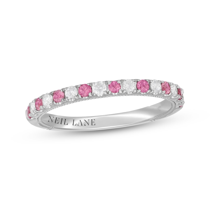Main Image 1 of Neil Lane Diamond & Pink Natural Tourmaline Wedding Band 1/5 ct tw 14K White Gold