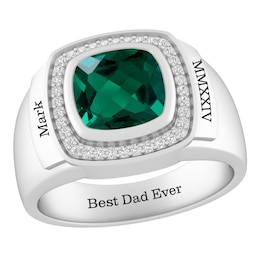 1/10 ct tw Diamond Birthstone Men's Ring (1 Stone and 3 Lines)
