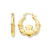 Thumbnail Image 1 of Claddagh Hoop Earrings 14K Yellow Gold