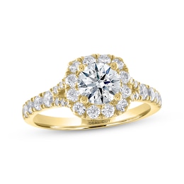THE LEO Ideal Cut Round-Cut Diamond Engagement Ring 1-3/4 ct tw 14K Yellow Gold