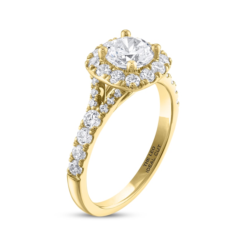 THE LEO Ideal Cut Round-Cut Diamond Engagement Ring 1-3/4 ct tw 14K Yellow Gold