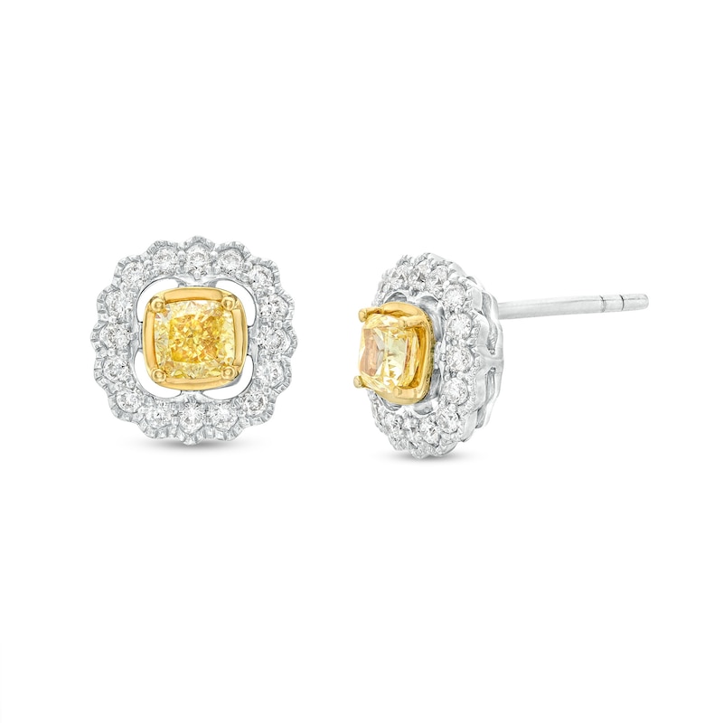 Le Vian Sunny Yellow Diamond Earrings 5/8 ct tw 14K Two-Tone Gold