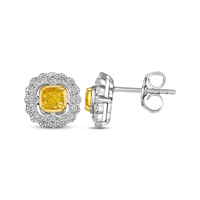 Le Vian Sunny Yellow Diamond Earrings 5/8 ct tw 14K Two-Tone Gold