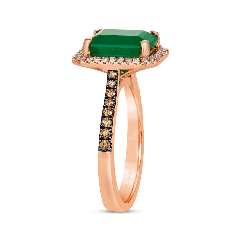 Le Vian Emerald-Cut Emerald Ring 3/8 ct tw Diamonds 14K Strawberry Gold