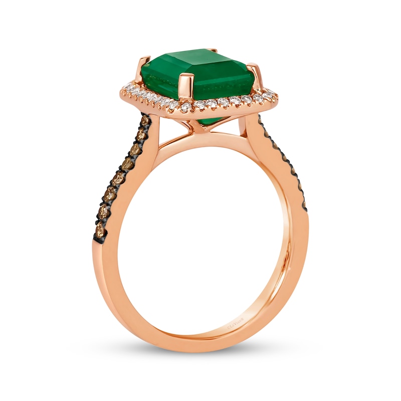 Main Image 3 of Le Vian Emerald-Cut Emerald Ring 3/8 ct tw Diamonds 14K Strawberry Gold
