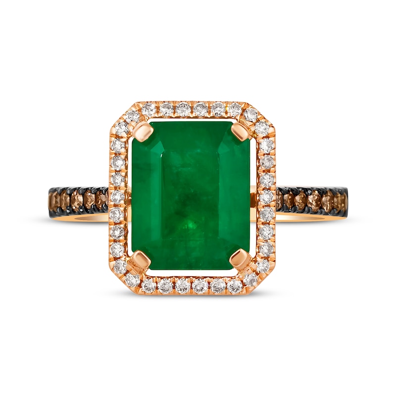 Main Image 4 of Le Vian Emerald-Cut Emerald Ring 3/8 ct tw Diamonds 14K Strawberry Gold